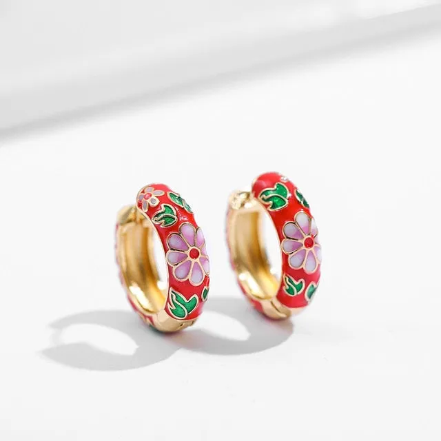 Vintage Florals Huggies Earrings