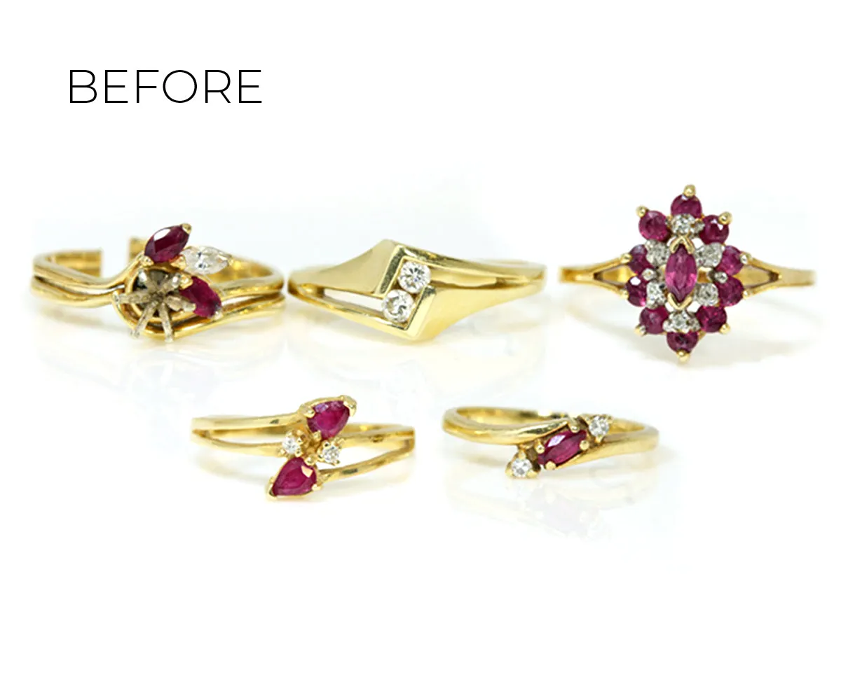 Vintage Swirl Diamond and Ruby Ring