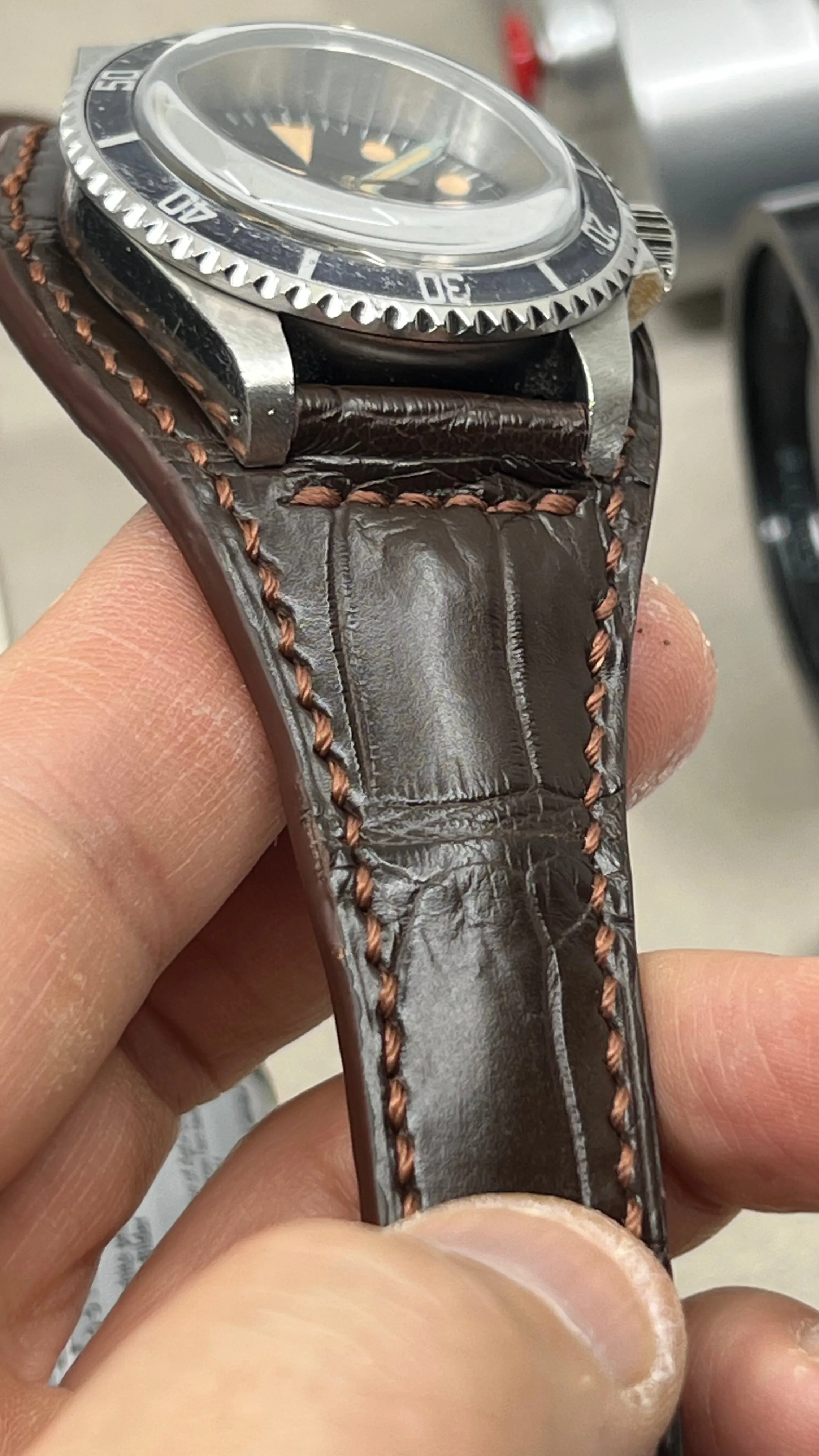 Watch Strap, Brown Leather Watch Band, Alligator Bund Watchstrap, Cuff watchband, Wrist watch strap replacement 20mm 19mm 18mm