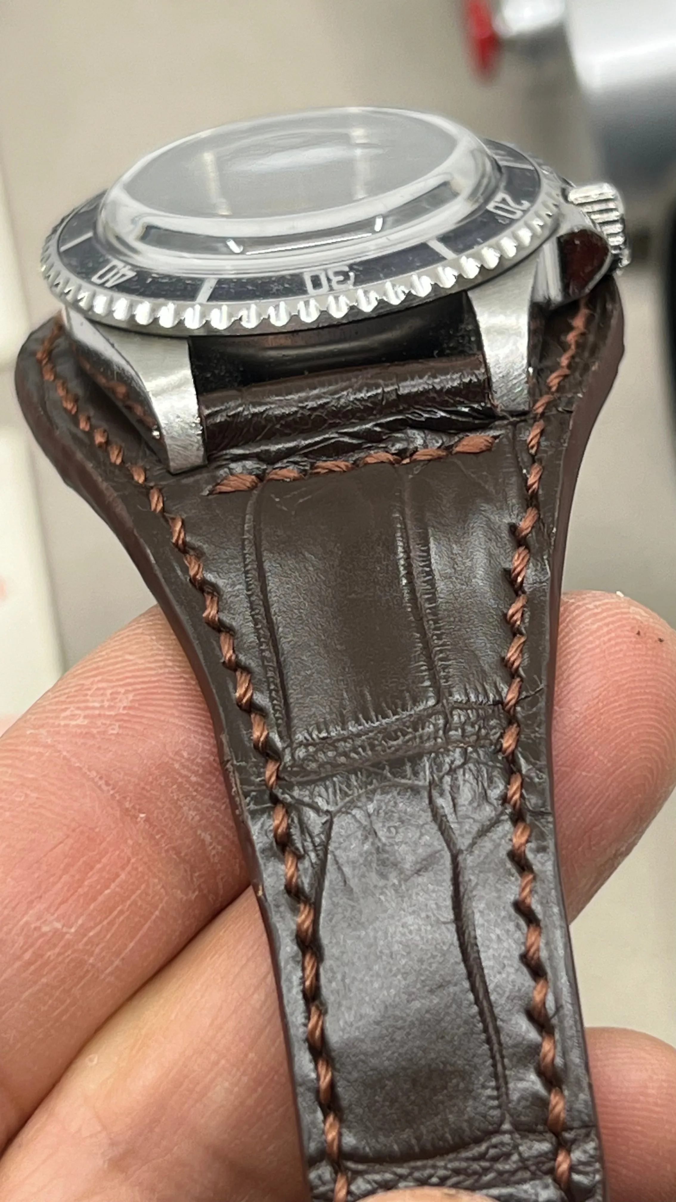 Watch Strap, Brown Leather Watch Band, Alligator Bund Watchstrap, Cuff watchband, Wrist watch strap replacement 20mm 19mm 18mm