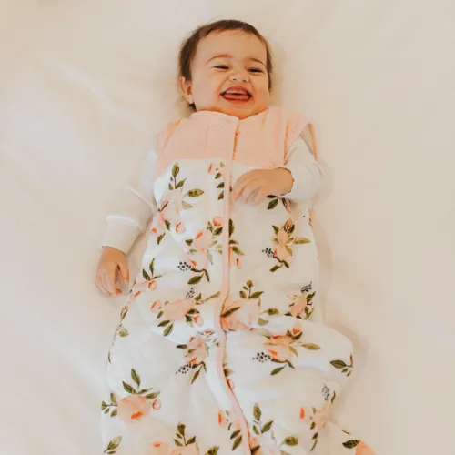 Watercolor Roses Cotton Muslin Quilted Sleep Bag