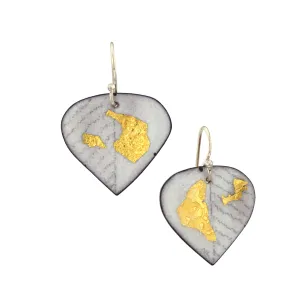 White and Gold Enamel Earrings; Sterling Silver and Enamel Earrings; White with Gold Earrings