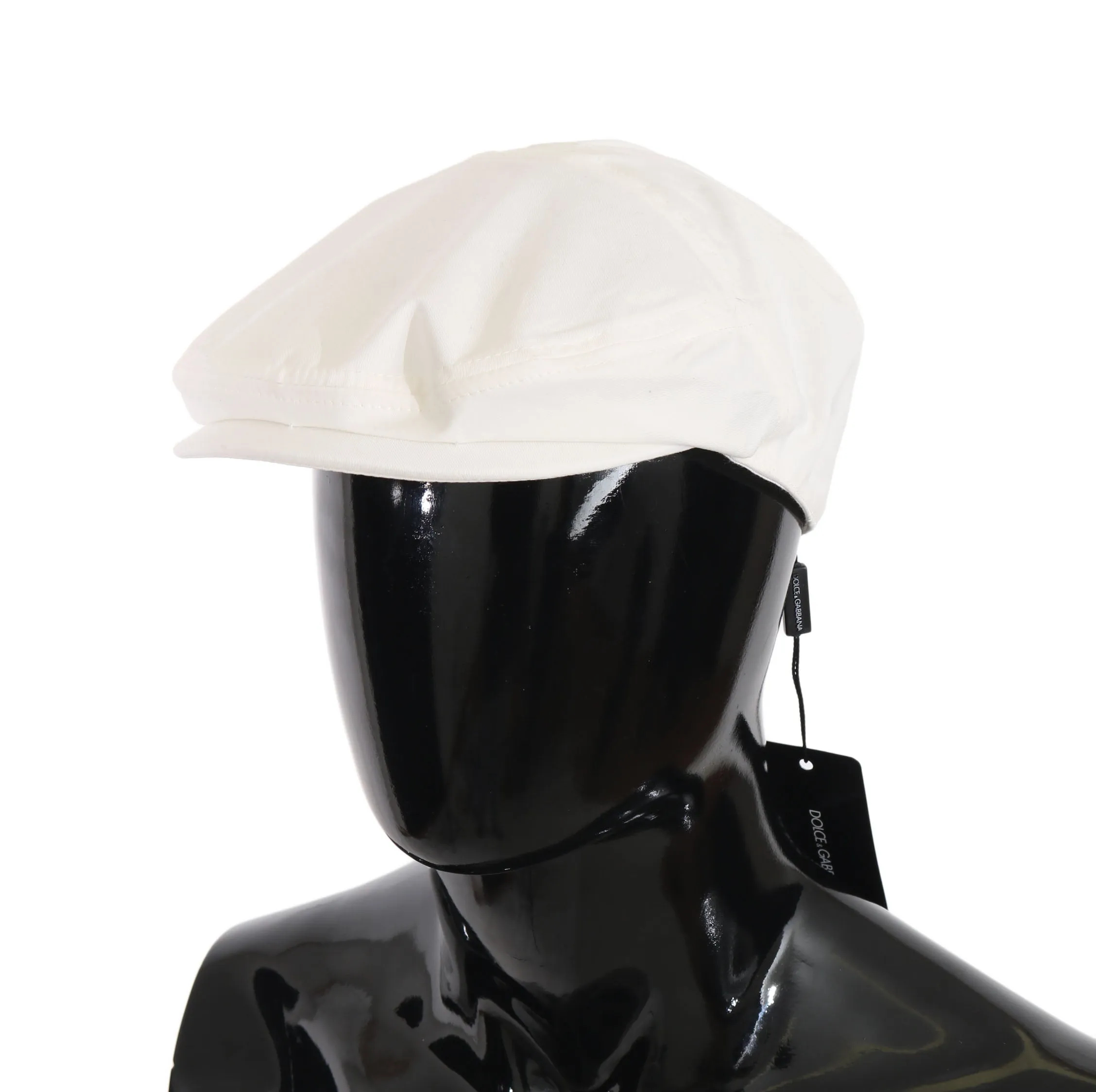 White Cotton Stretch Logo Newsboy Hat