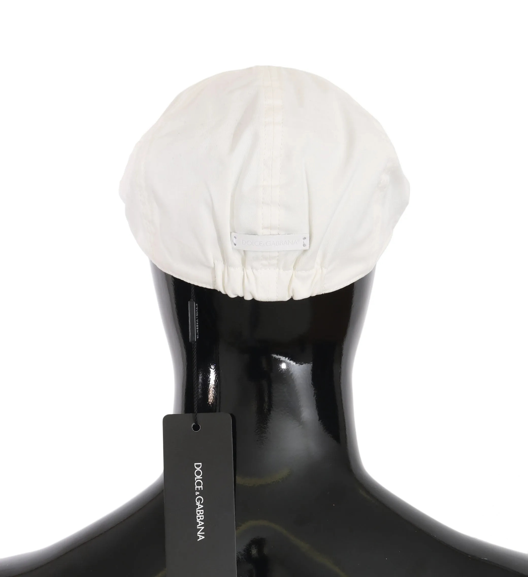 White Cotton Stretch Logo Newsboy Hat