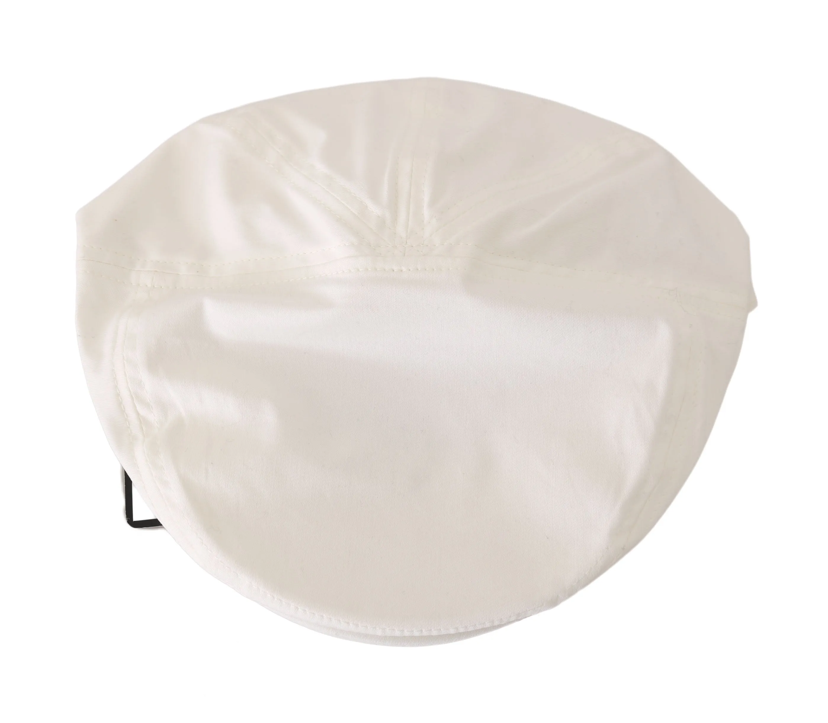 White Cotton Stretch Logo Newsboy Hat