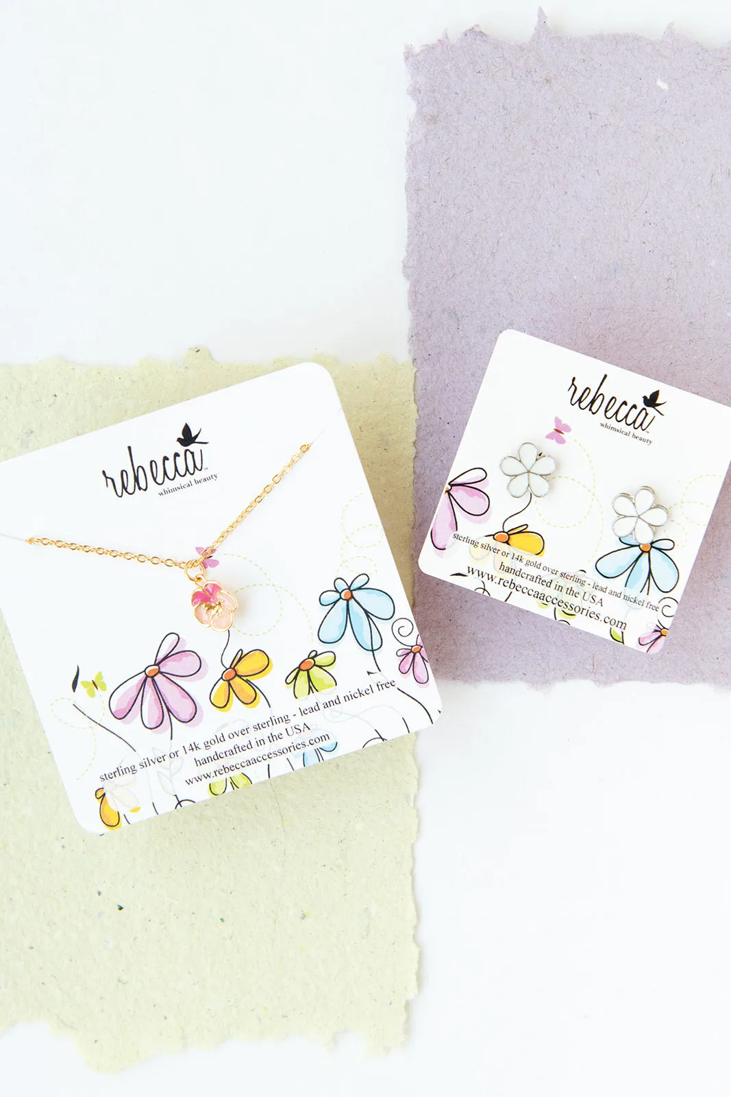 White Flower Enamel Post Earring Children’s Jewelry