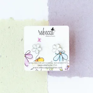 White Flower Enamel Post Earring Children’s Jewelry