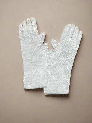White stretch lace gloves
