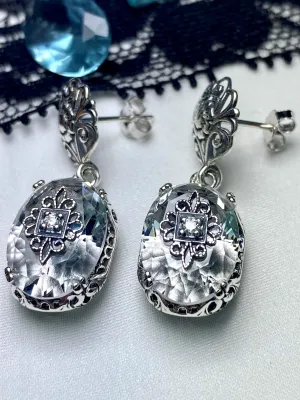 White Topaz Earrings or save 10% on Jewelry Set, Sterling Silver Embellishment, Vintage Edwardian Jewelry #E70e