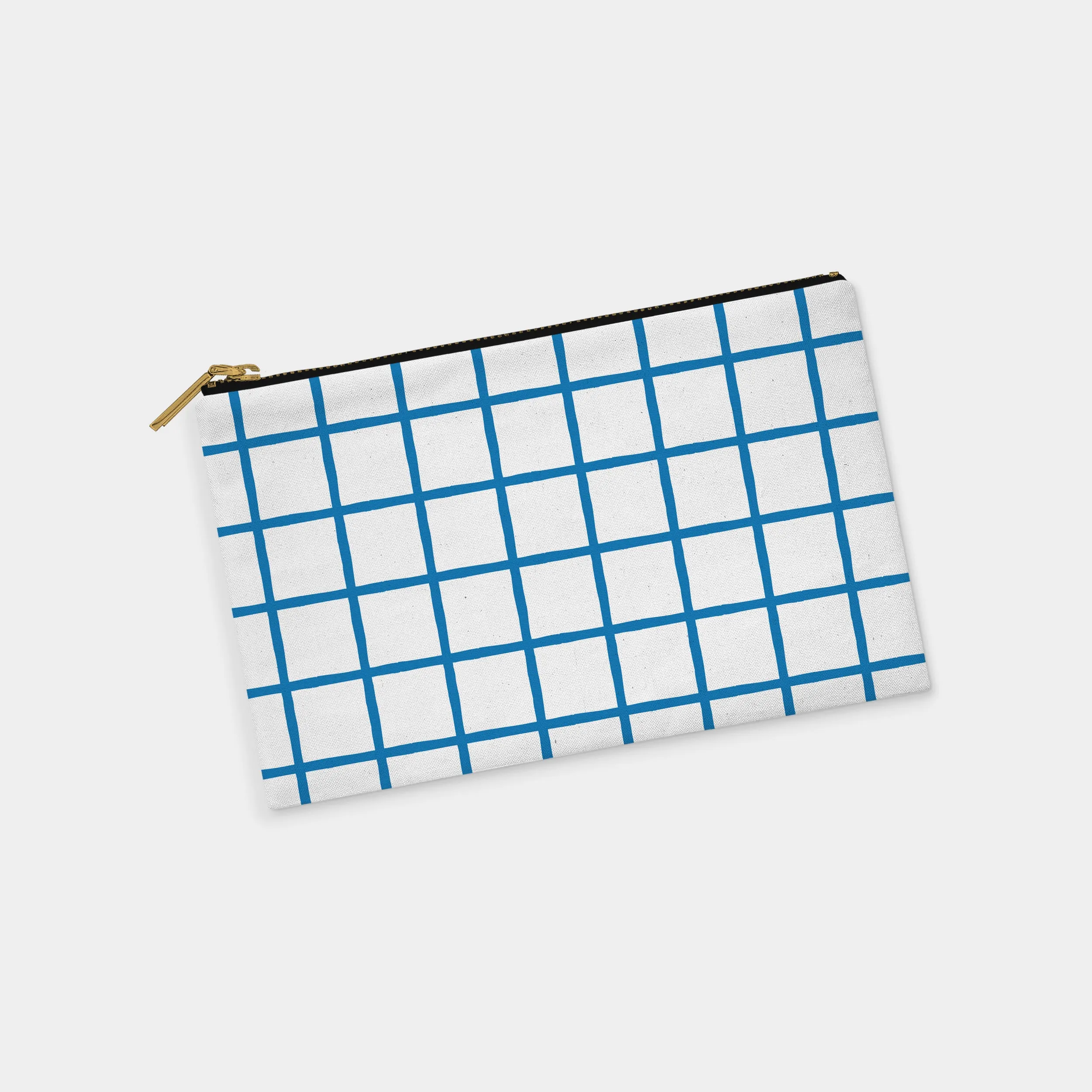 Window Pane White and Cobalt Personalized Zipper Pouch