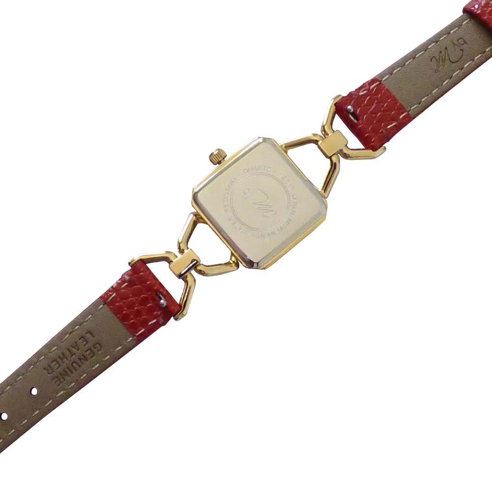 WL003RD Gold Watch with Red Leather Strap
