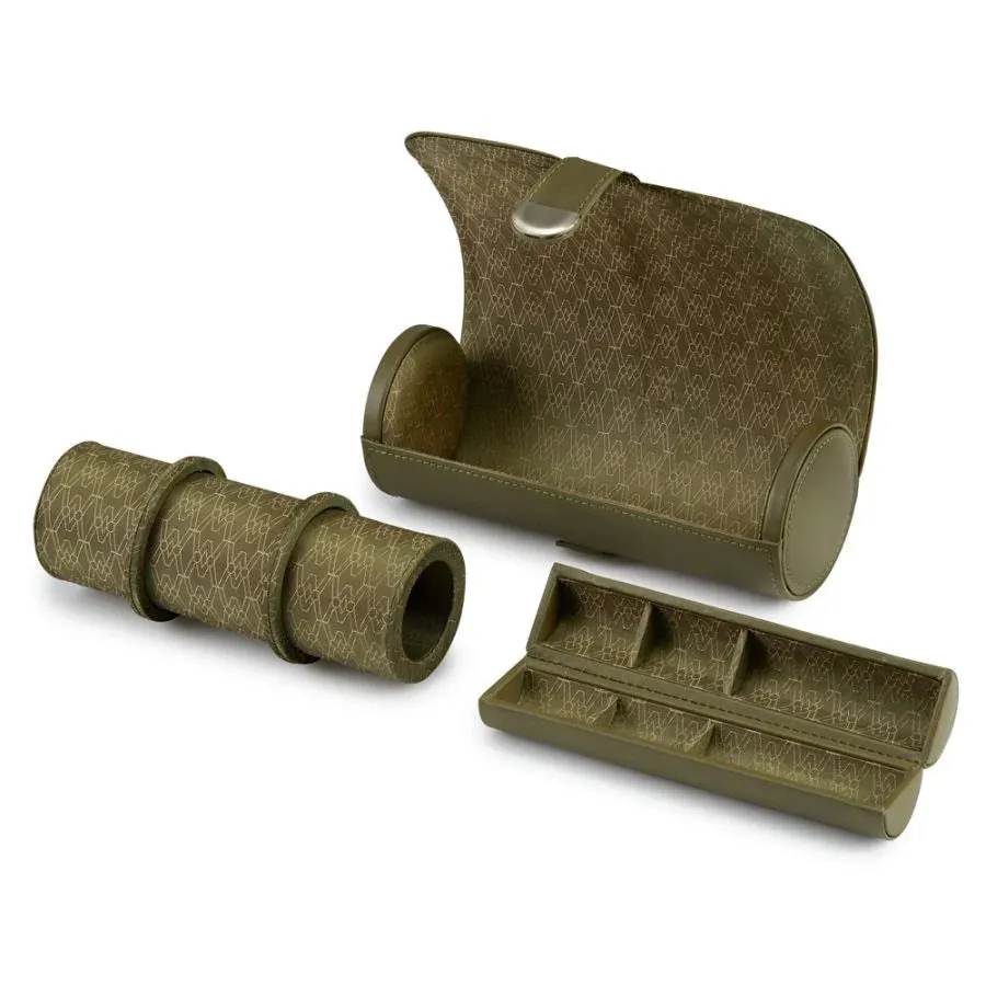 Wolf Earth Triple Watch Roll - Olive Green