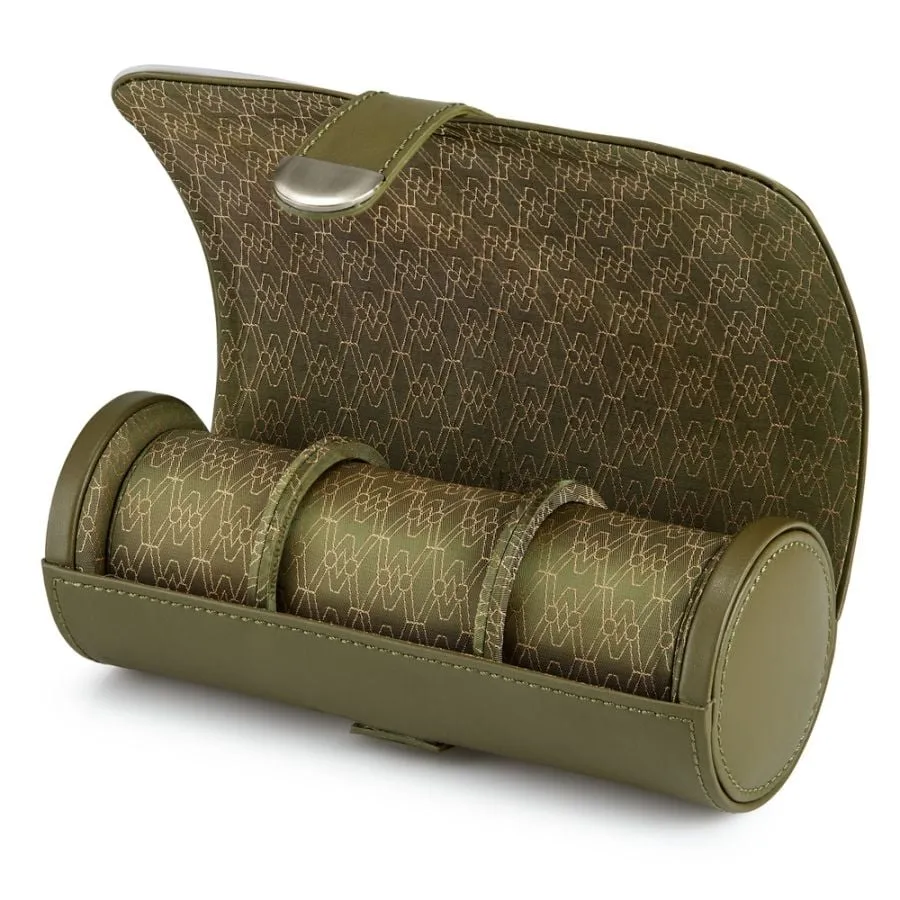 Wolf Earth Triple Watch Roll - Olive Green
