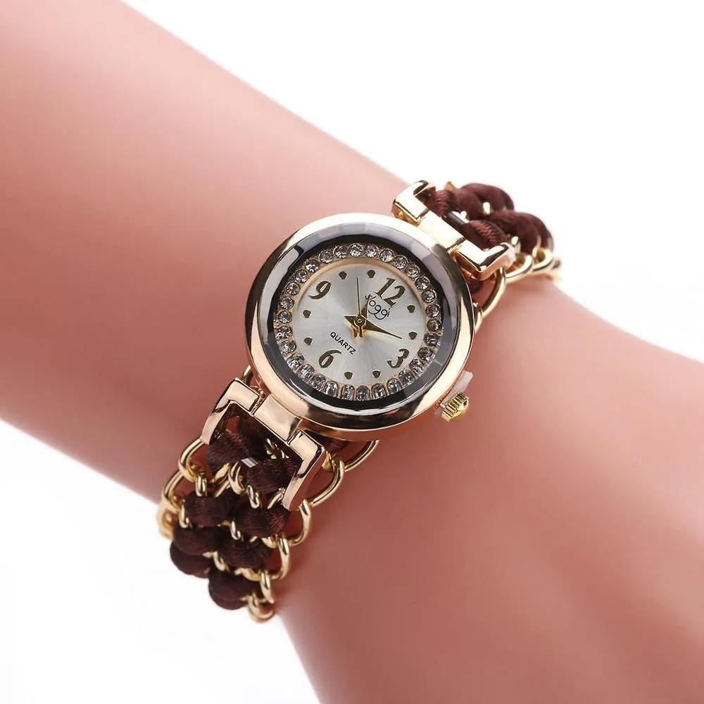 Women Handmade Bracelet Watches New Design Rope Beads Knitting Adjustable Wristwatches Gift For Women and Lady and Girls