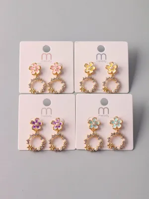 WOMEN'S ASSORTED COLORS FLOWERS EARRINGS