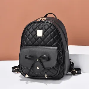 Women's Bow Trendy Rhombus Three-piece Set Backpacks