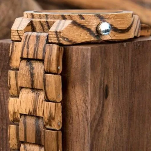 WOODEN VIKING WATCH WITH HELM OF AWE DESIGN