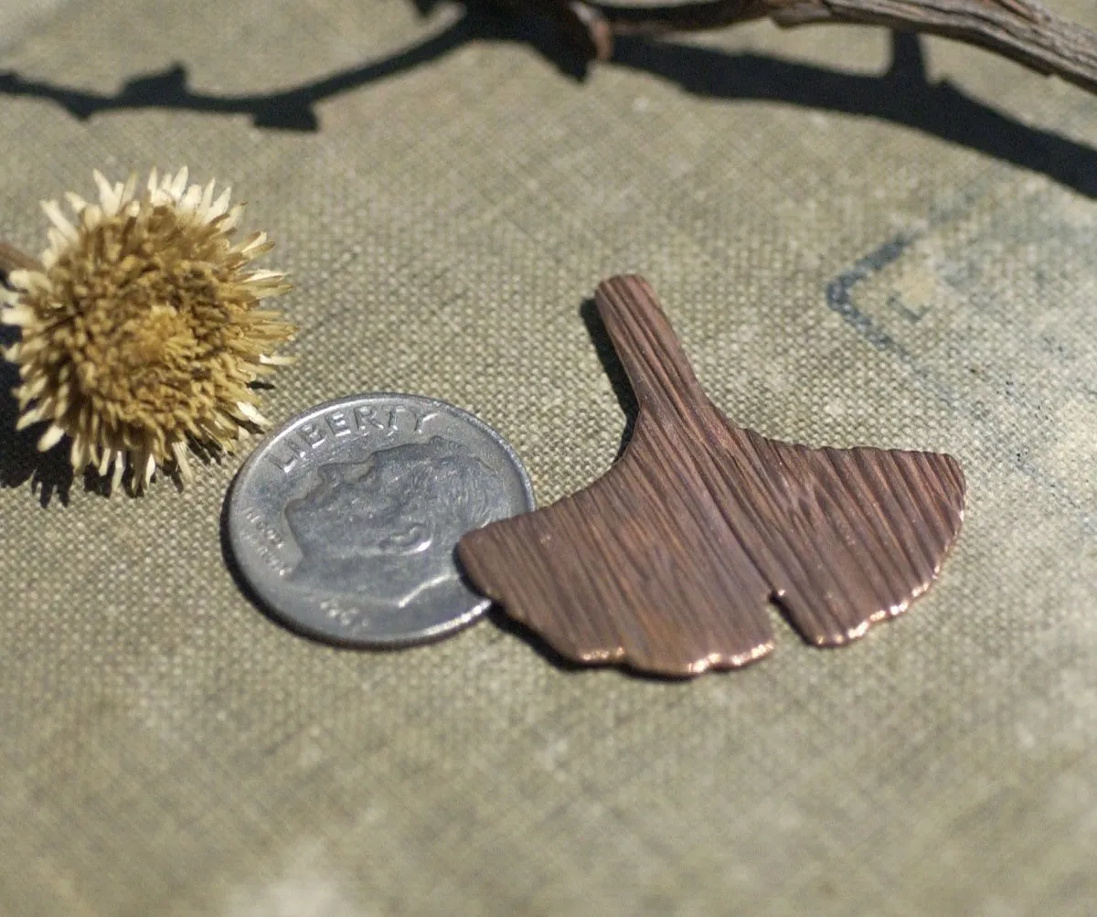 Woodgrain Pattern Ginkgo Biloba Leaf - Leaves - Fall Greenery 30mm x 28mm Cutout for Enameling Stamping Texturing Blanks Variety of Metal