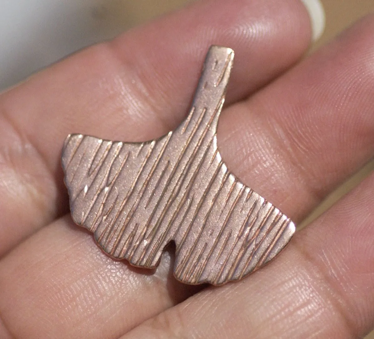 Woodgrain Pattern Ginkgo Biloba Leaf - Leaves - Fall Greenery 30mm x 28mm Cutout for Enameling Stamping Texturing Blanks Variety of Metal