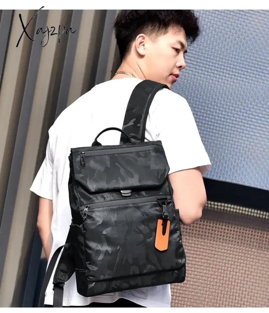 Xajzpa - High Quality Waterproof Men's Laptop Backpack Fashion Brand Designer Black Backpack for Business Urban Man Backpack USB Charging