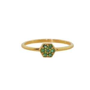 Yellow Gold Green Garnet Ring