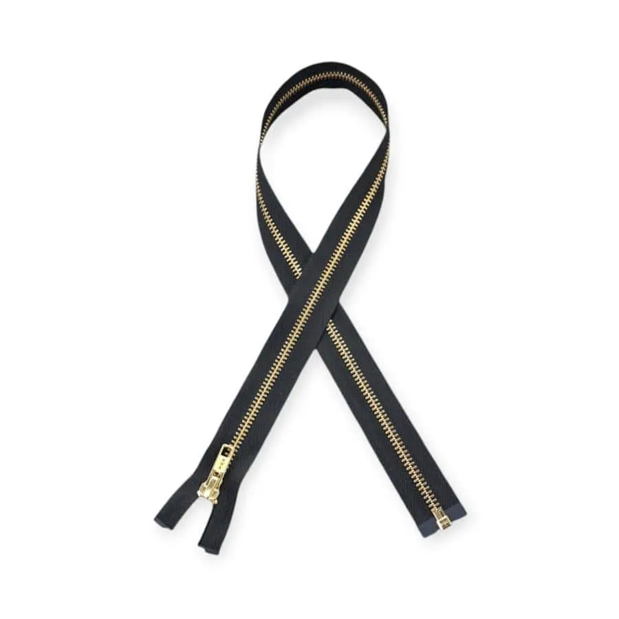 YKK Metal Gold Zip Black