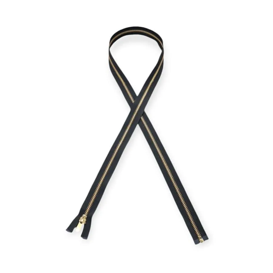 YKK Metal Gold Zip Black