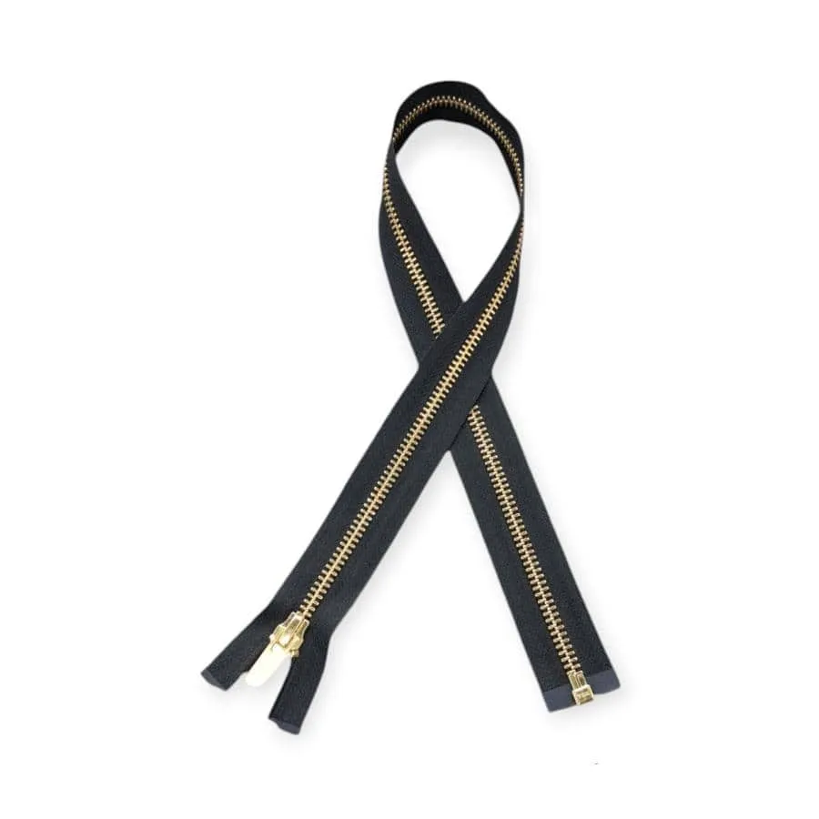YKK Metal Gold Zip Black