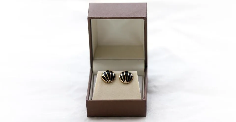 Yoga jewelry- custom made bohemian jewelry, black gold stud