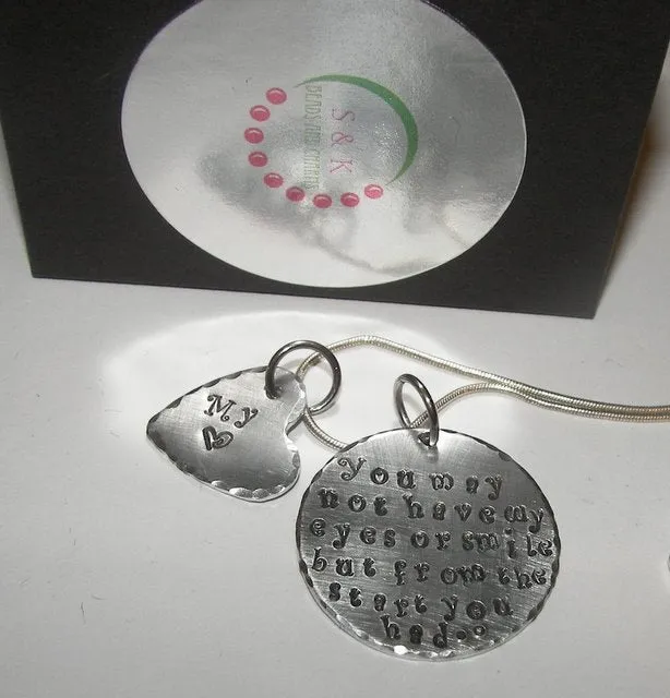You may not have my eyes, Hand stamped jewelry, personalized jewelry, mommy jewelry, Mommy necklace, Adoption necklace, custom  jewelry