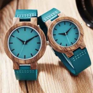 Zebra Wood Watch Genuine Leather Strap  Couple Wrist watches